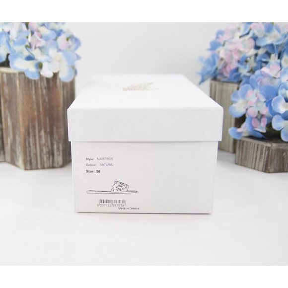 Ancient Greek Maistros Natural Leather Slides Mule Flats Sandals Size 36 NIB - Picture 8 of 8